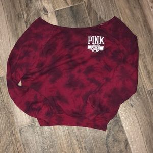 PINK Off the Shoulder Tie-Dye Sweater